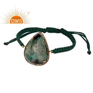 Último diseño de plata esterlina diamante natural y piedra preciosa Esmeralda macramé joyería personalizada para mujeres regalo para ella - Product Image 2