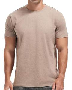 Hombres con estilo slim fit transpirable algodón casual ligero liso cuello redondo verano manga corta cómoda moda camisetas - Product Image 1