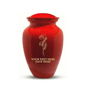 Urna de cremación humana personalizada para cenizas de adultos, urna de latón grabada para hombres y mujeres con nombre, fecha, forma de lápida, tamaño personalizado rojo - Product Image 5