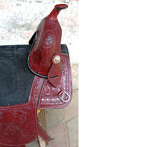 Selle de cheval sans arçon en cuir de qualité supérieure pour le Western Pleasure, le Trail et le Barrel Racing - Product Image 4