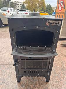 Wood Burning Stove with Oven and Glass <b>Door</b> – Freestanding Cooker <b>Heater</b> with Top Cooking Plate - Product Image 3