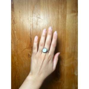 Navajo-<b>Crafted</b> Cultural Collectible White Buffalo & Sterling Silver Ring Size 8.5 - Product Image 1