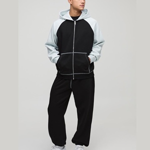 Ensemble de survêtement unisexe en coton 100% avec capuche et manches contrastées, dernier design, sport, jogging, sweat-shirt - Product Image 5