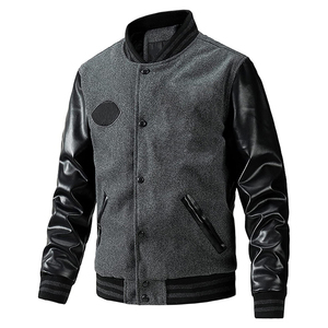 Custom <b>Men's</b> Melton Wool Varsity <b>Jacket</b> New Style <b>Thin</b> Canvas Leather <b>Jacket</b> Wholesale CollegeBaseballjacket for <b>men</b> - Product Image 5