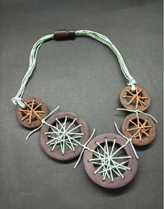 Meilleure vente collier pour femmes élégant de haute qualité pendentif en bois fil naturel placage couleur pour mariage accessoire de noël - Product Image 1