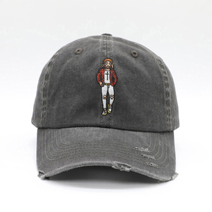 Acid Wash Customized Cotton 2 Tone 6Panel 3D Embroidery Customized <b>Metal</b> Buckle Baseball Cap Custom Logo Distressed Baseball Hat - Product Image 2