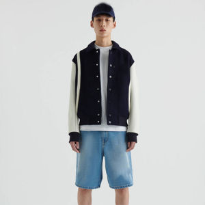 แจ็กเก็ตคอปกตั้งสำหรับผู้ชายเสื้อขนสัตว์แขนหนังดีไซน์ทันสมัยสวมใส่สบาย - Product Image 1