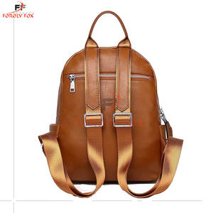 Nuevo personalizado con carga Anti venta al por mayor de moda OEM personalizado barato Pu cuero marrón Color mochila mujeres - Product Image 2