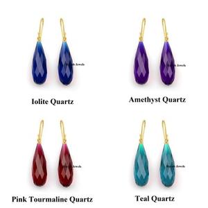 เครื่องประดับควอตซ์สีชมพูอ่อนเงางาม9x30มม. พลอยเจียระไนแบบหลวมๆสำหรับทำจี้และต่างหู - Product Image 2