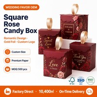 Boîte cadeau de mariage carrée romantique personnalisée, boîte en papier rigide imprimée de fleurs de rose de luxe pour les cadeaux de fiançailles