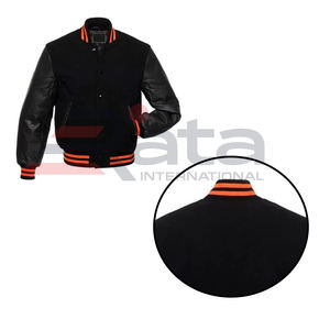 Vestes universitaires personnalisées de haute qualité, imperméables, respirantes, à capuche, en cuir véritable, col montant en toile - Product Image 4