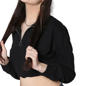 Custom Women's Turtleneck Hoodie with Front Logo Premium Quality Zip-up <b>Sweatshirt</b> for Winter 2025 Low Price - Product Image 6