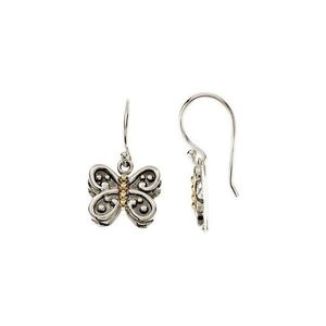Pendientes de Mariposa con Diamantes y Circonitas en Oro Amarillo de 18K para Compromiso, Boda o Fiesta - Product Image 1