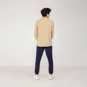 Pull en coton brodé lourd à bas prix avec logo personnalisé, sweat-shirt à col rond avec peinture bouffante pour hommes - Product Image 4