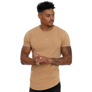 Camisetas alargadas al por mayor para hombres con dobladillo de cola caída OEM/ODM de fábrica camisetas alargadas personalizadas OEM para Hombres estilo Hip Hop Streetwear - Product Image 5