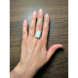 Navajo Handmade White Buffalo Sterling <b>Silver</b> <b>Statement</b> <b>Ring</b> Size 7.75 Boho Hip-Hop Featuring Natural Gemstone for Everyday Wear - Product Image 5