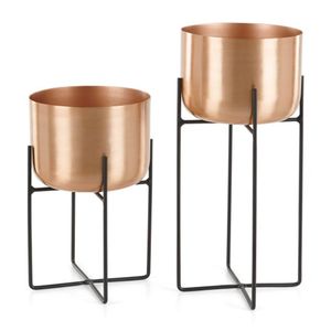 Maceta única de metal pulido dorado para casas de lujo modernas, restaurantes, hoteles y fines de decoración de oficinas - Product Image 1