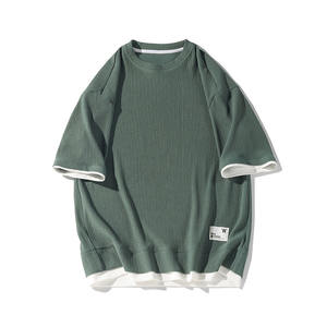 Camiseta de algodón de gran tamaño personalizada ODM para hombre, diseño de dos tonos con logotipo personalizado, ropa de calle deportiva de moda del fabricante de Vietnam - Product Image 3