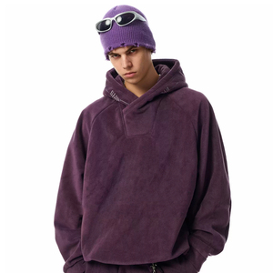 Ensemble sweat à capuche oversize et pantalon de survêtement large en molleton épais pour femme, avec logo brodé personnalisé, motif uni, idéal pour l'hiver - Product Image 3