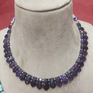 Collar de piedras preciosas naturales facetadas de un solo lado de amatista púrpura cuentas de forma elegante - Product Image 2