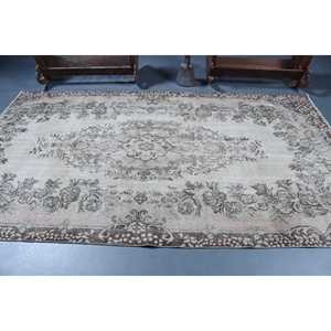 Tapis turc vintage, tapis de 5,5 x 9,4 pieds, tapis gris en laine du sud-ouest - Product Image 3