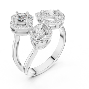 Anillos de diamantes redondos con forma de marquesa Esmeralda y pera, joyería fina elegante para compromiso, boda, uso diario de lujo - Product Image 4