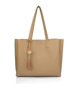 Sac à main fourre-tout de luxe en cuir véritable pour femmes, grande capacité, motif solide avec fermeture à glissière, logo personnalisé - Product Image 4