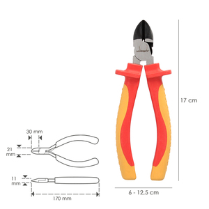 Pinze da taglio diagonali 150 mm. Maniglie isolate VDE 1000 V. Acciaio al Cromo Vanadio - Product Image 2