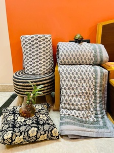 Custom Made <b>Single</b> <b>Bed</b> Hand Stitched <b>Quilt</b> With Cushion Covers in 16 X 16 Inch in Pure Cotton in Bright Coloured Beautiful Print - Product Image 3