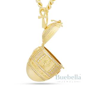 Collar con colgante de huevo del faraón dorado helado de lujo, nombre personalizado, cadena de Hip Hop de enlace cubano para hombres, estilo rapero - Product Image 3