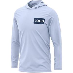 Sudadera con capucha de pesca de rendimiento para hombre, secado rápido y protección solar UPF50, camisa con capucha de Color sólido de poliéster, conjuntos al por mayor - Product Image 3