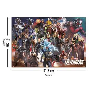 Avengers Endgame Modern Style <b>Poster</b> Line up Black Frame Paper Material for Wall Decor - Product Image 4