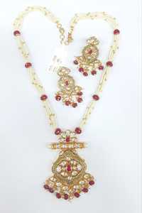 Conjunto de collar y pendientes de piedra verde Kundan tradicional para mujer para fiesta étnica, joyería de moda - Product Image 3