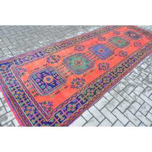 พรมขนาด 4.4x11.7 ฟุต, พรมวินเทจตุรกี, พรมสีแดงสไตล์ตะวันตกเฉียงใต้ - Product Image 2