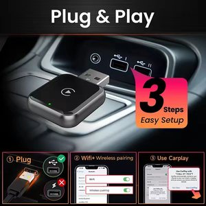 Adaptateur sans fil portable UNIEAN <span class=keywords><strong>CarPlay</strong></span> & Android Auto avec USB Type-C, garantie de 12 mois pour <span class=keywords><strong>iPhone</strong></span> et voitures universelles - Product Image 2