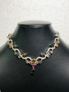 ชุดสร้อยคอและต่างหู3ชิ้นทำจากเงิน925สเตอริ่งพลอยทัวร์มาลีนธรรมชาติสวยงามมากไม่ซ้ำใครสำหรับทุกโอกาส - Product Image 5