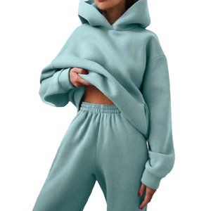 Conjunto de sudaderas con capucha Fce de poliéster 100% de algodón para mujer, sudadera Fl Sve Drop Shoder con cuello estampado bordado, sudaderas con capucha de invierno para mujer - Product Image 1