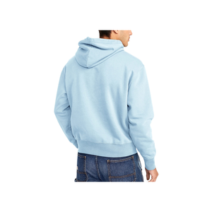 Sweat-shirt à capuche bleu clair pour homme, coupe classique, en molleton de coton, pull décontracté avec poche avant, vêtement d'automne - Product Image 3