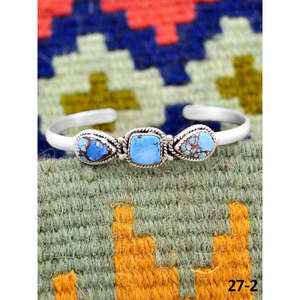 Southwest Handmade Golden Hills Turquoise & Sterling <b>Silver</b> Fashion <b>Cuff</b> <b>Bracelet</b> - Product Image 3