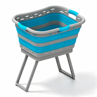 Cesto de Roupa Suja Dobrável de 60L com Suporte Dobrável, Cesto de Armazenamento Ventilado com Alças Confortáveis para Uso Diário Doméstico – Atacado