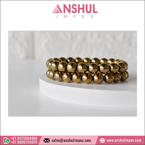 Bracelet en hématite, pierre précieuse ronde, couleur dorée, perlée pour la guérison, nouvelle collection - Product Image 1