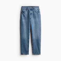 Jeans de Mezclilla Momfit de Alta Calidad para Mujer, Cómodos, de Algodón, Cintura Alta, Corte Recto Holgado, Diseño Moderno, Marca Personalizada, Verano