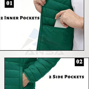 OEM Mens Lightweight Hooded Puffer Coat <b>Packable</b> Quilted Winter <b>Jacket</b> for Hiking, Travel, Camping Factory Manufacturer - Product Image 5