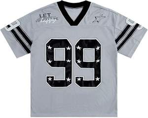 Chemise oversize Y2K en jersey à col en V pour hommes avec coupe baggy et option de logo brodé sur mesure - Product Image 1