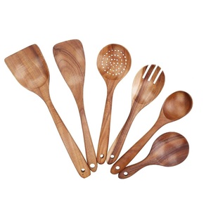 Juego de cubiertos ecológicos de primera calidad, cucharas de madera de teca natural duradera/bambú para cocina, comedor, herramientas de cocina para bodas - Product Image 1