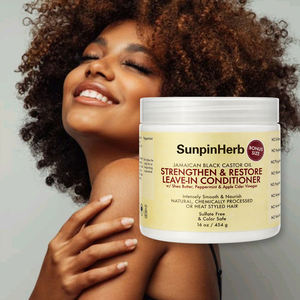 Après-shampoing sans rinçage à l'huile de ricin noire jamaïcaine avec beurre de karité et vinaigre de menthe poivrée pour renforcer et restaurer les cheveux - Product Image 1