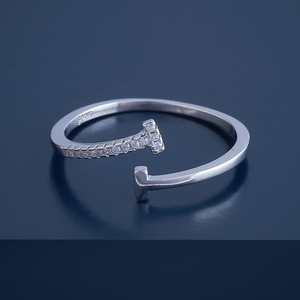 92.5 Silver Finger <b>Ring</b> Trendy Casual Opening <b>Ring</b> Rose Gold Gold Rhodium Plating Claw Inlay Number Shape Gift Product <b>Name</b> Gold - Product Image 5
