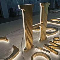 Enseigne personnalisée en lettres 3D en acier inoxydable rétroéclairées par LED, pour intérieur et extérieur, logo d'entreprise mural |   Fabricant d'origine