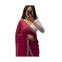 Desain elegan Georgette Saree dengan blus potongan desainer pakaian etnik India untuk wanita pesta & koleksi pernikahan dengan harga yang baik