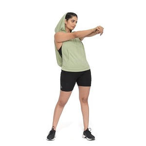 Mode chaude femme Gym débardeurs sweats à capuche haute qualité sans manches noir imprimé confortable Stringer col à capuche entraînement d'hiver - Product Image 5